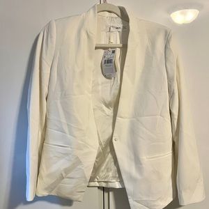 Mango White Crepe Fitted Blazer NWT